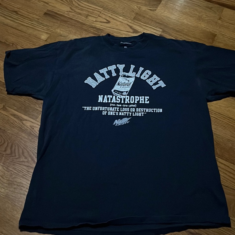 COPY - Vintage Mens unisex jones & mitchell natty light catastrophe t shirt sz …